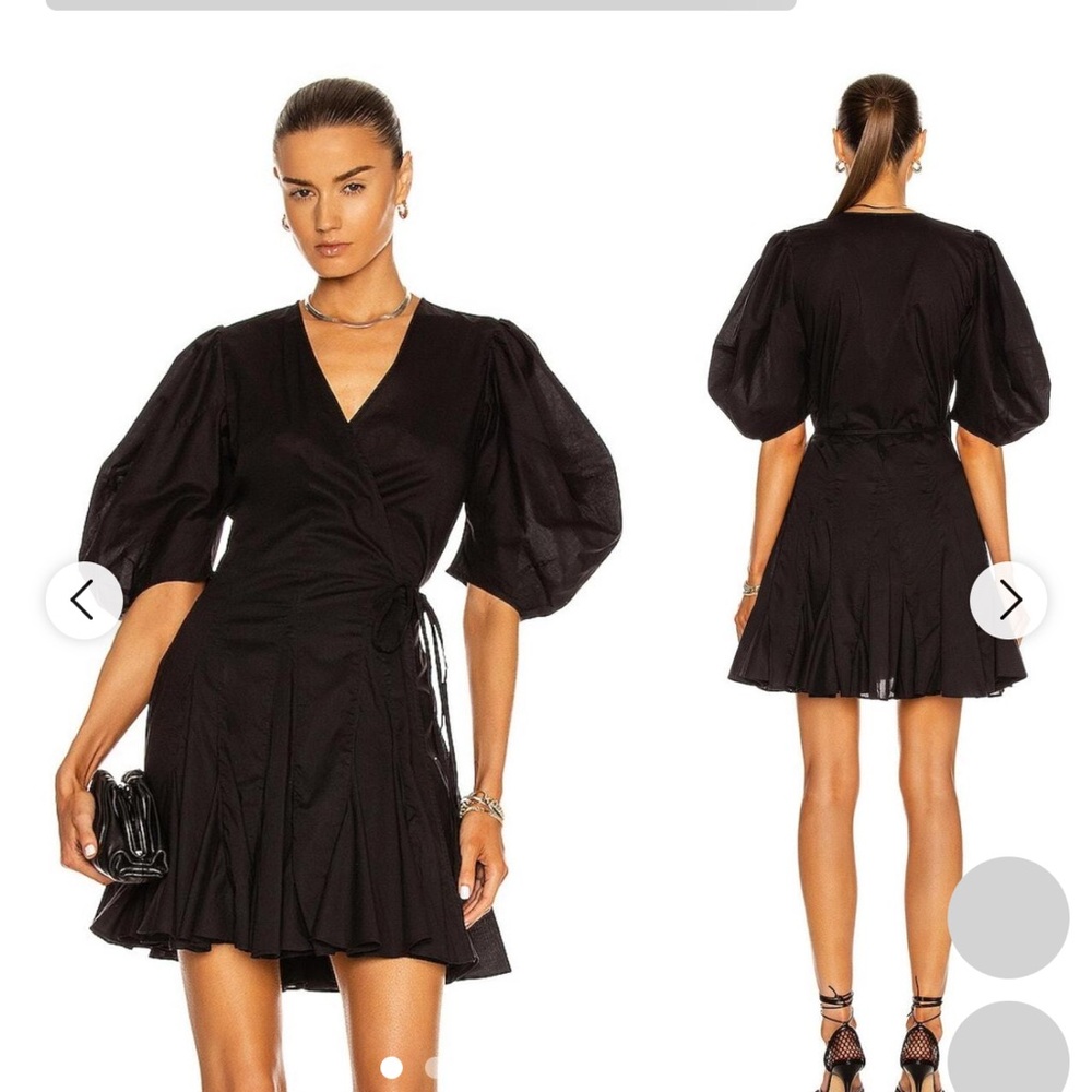 Rhode resort Rosie Claudine black mini godet Ella cotton dress wrap nwt small